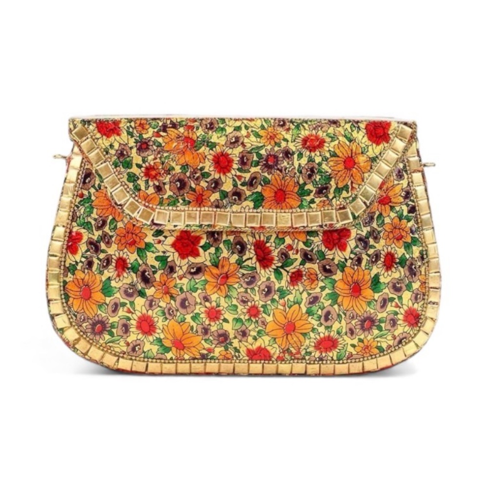 NWT ANTIK KRAFT FLORAL METAL CLUTCH/CROSSBODY PURSE